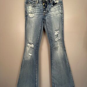 American Eagle Outfitters Light Blue Distressed Flare Jeans